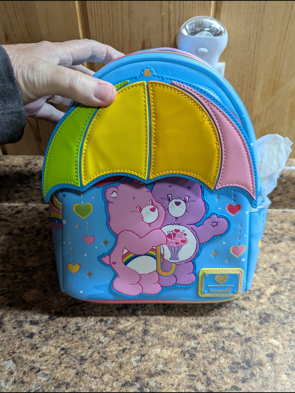 Loungefly Blue Care Bears Rainbow Umbrella Mini Backpack